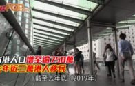 本港人口增至逾750萬 去年近三萬港人移民