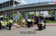 油車翻側|青衣西北交匯處運油車翻側 消防射水降溫