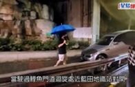 天雨路滑｜私家車失控剷上防撞欄 車尾凌空翹起幸無人傷