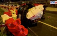交通意外｜馬鞍山的士避車失控撞水馬翻側 女司機2客受傷被困獲救
