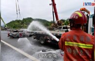廣東梅州高速公路疑暴雨致塌陷 20車跌大坑起火增至24死30傷︱有片