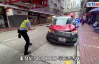 天后電氣道的士撼客貨車翻側 一人昏迷送院