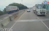 有片｜元朗公路泥頭車從後撼密斗貨車 傷者送院治理