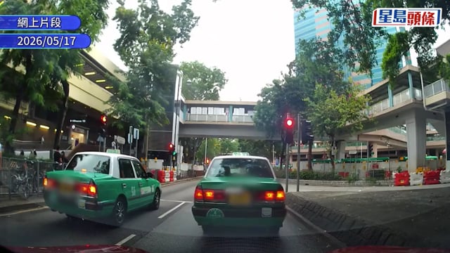 車Cam直擊上水兩的士衝紅燈 警拘兩七旬男司機