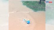 惠州暴雨｜女子被激流沖倒 兩外賣小哥逆流救人獲全網激讚｜有片