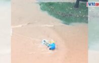 惠州暴雨｜女子被激流沖倒 兩外賣小哥逆流救人獲全網激讚｜有片
