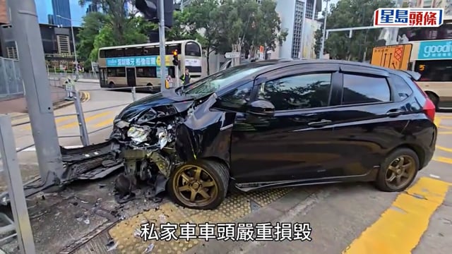 尖沙咀私家車失控剷安全島 男司機「吹波」超標逾3倍 涉酒駕被捕