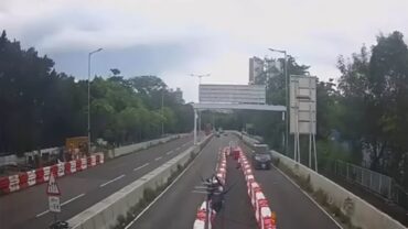 有片｜天水圍朗天路Audi撞水馬 連翻筋斗「反肚」司機蹤杳