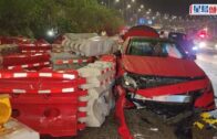 火炭私家車撞欄剷上行人路 男司機一度被困車內顫抖 地盤保安打破車窗救人