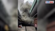 沙田石門燒味店火警 濃煙如烏雲蔽天