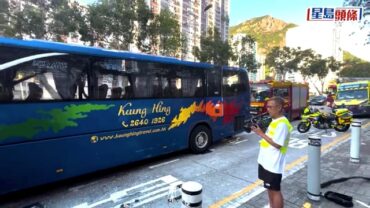 新清水灣道近彩雲邨旅遊巴九巴相撞 8人受傷包括學童